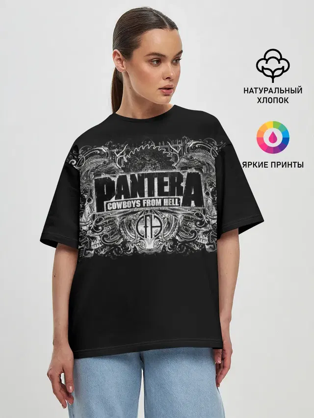 Женская футболка оверсайз с принтом «Разный рок — PANTERA.»