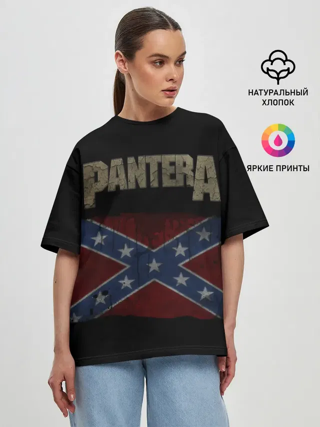 Женская футболка оверсайз с принтом «Разный рок — PANTERA.»