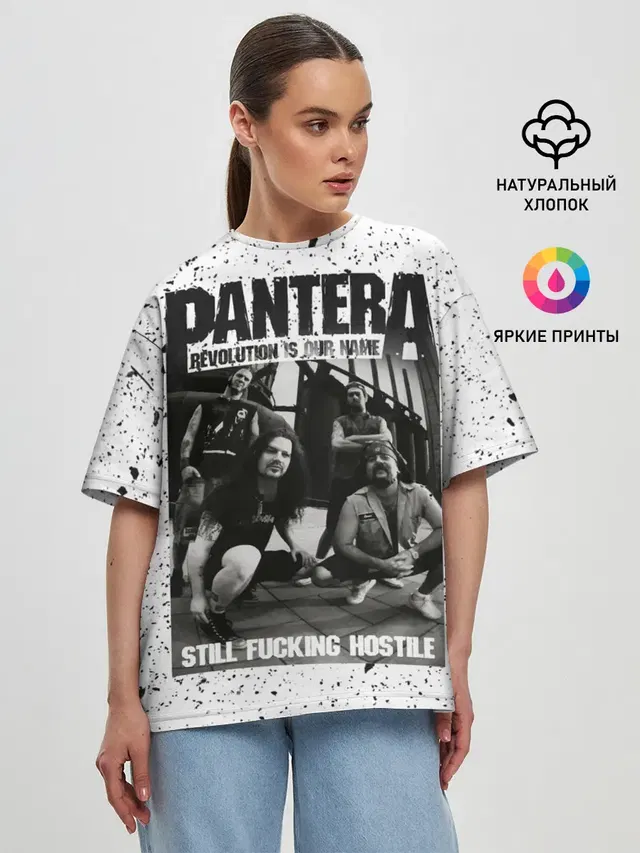 Женская футболка оверсайз с принтом «Разный рок — Pantera»