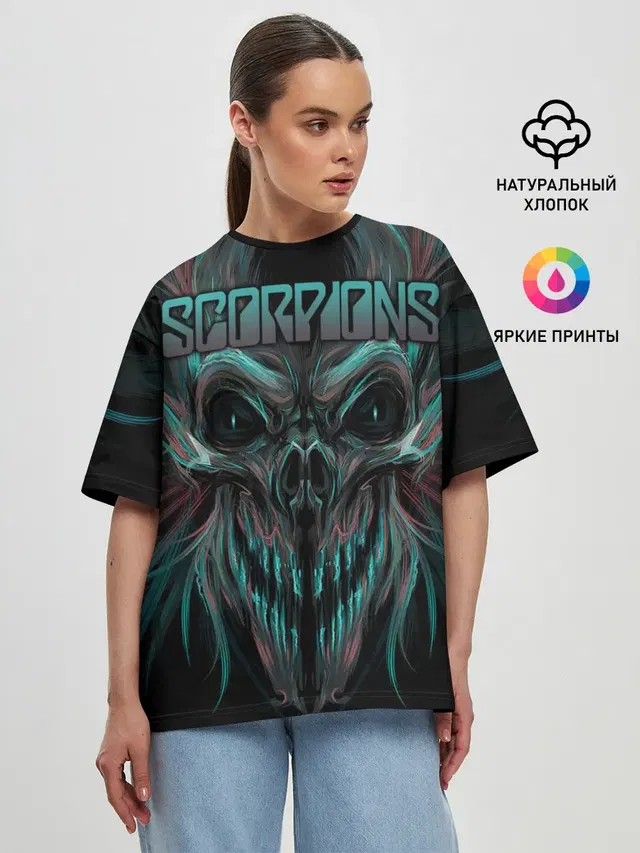Женская футболка оверсайз с принтом «Scorpions»