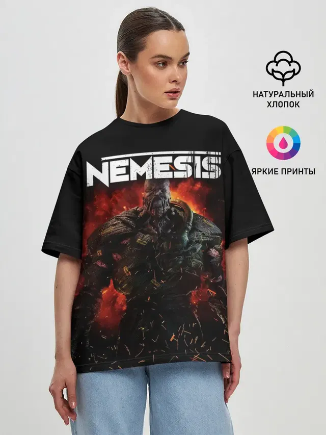Женская футболка оверсайз с принтом «Nemesis»
