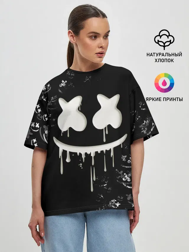 Женская футболка оверсайз с принтом «Marshmello»