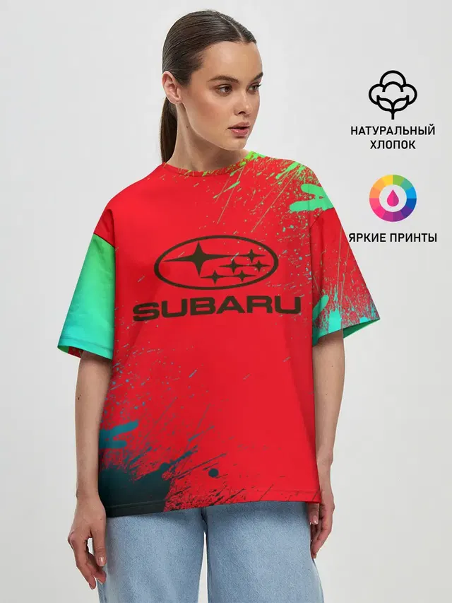 Женская футболка оверсайз с принтом «Subaru»