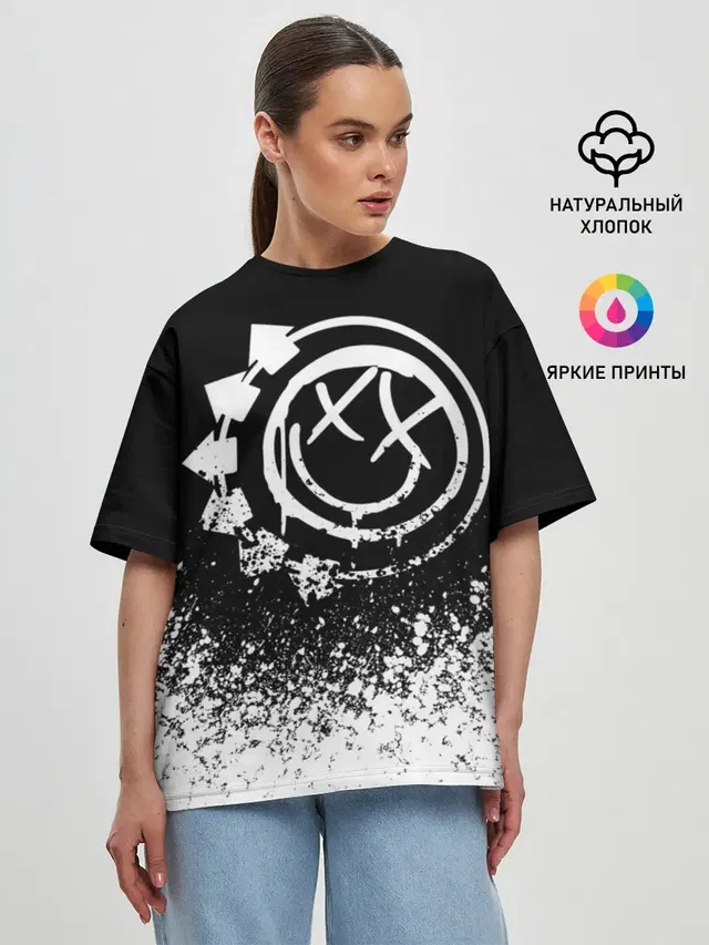 Женская футболка оверсайз с принтом «Blink 182»