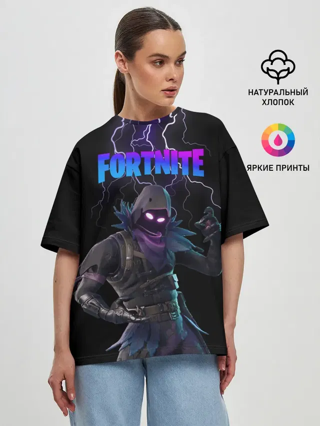 Женская футболка оверсайз с принтом «Фортнайт — Raven Fortnite»