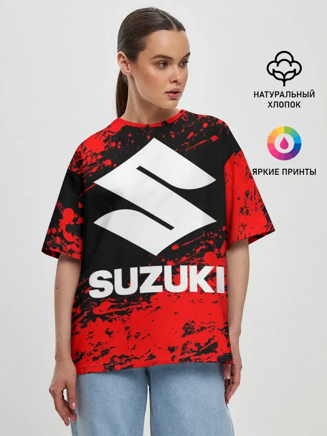 Женская футболка оверсайз с принтом «Suzuki Motor Corporation»