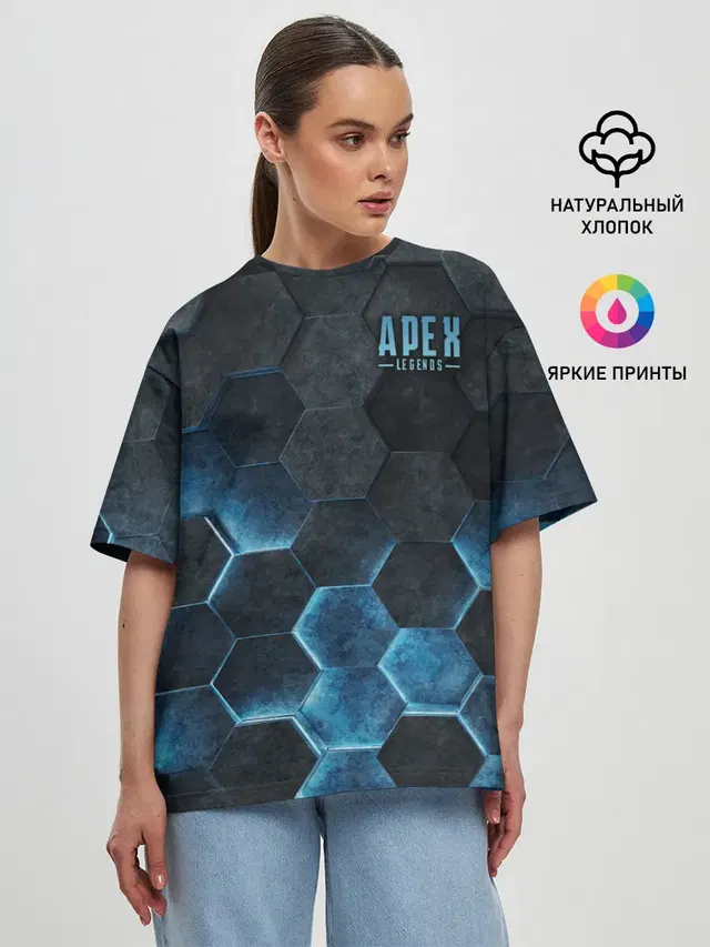Женская футболка оверсайз с принтом «Hexagon»