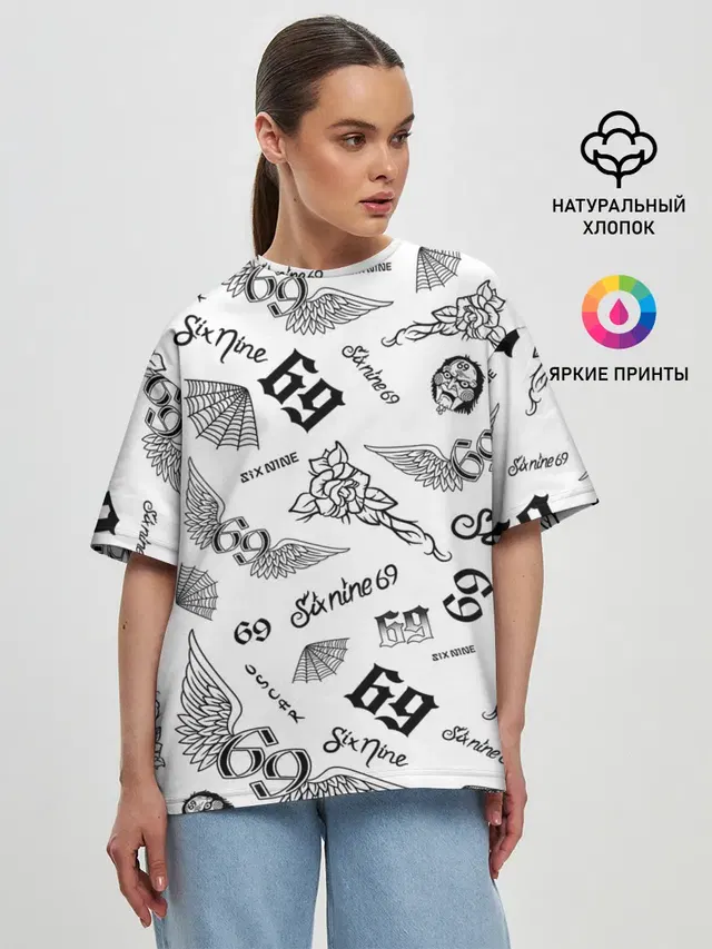 Женская футболка оверсайз с принтом «6IX9INE»