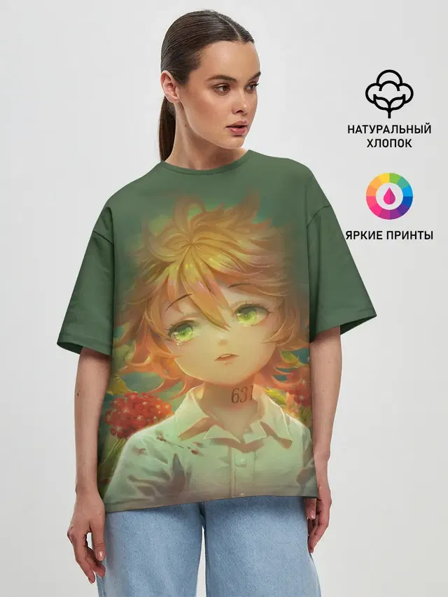 Женская футболка оверсайз с принтом «The Promised Neverland»