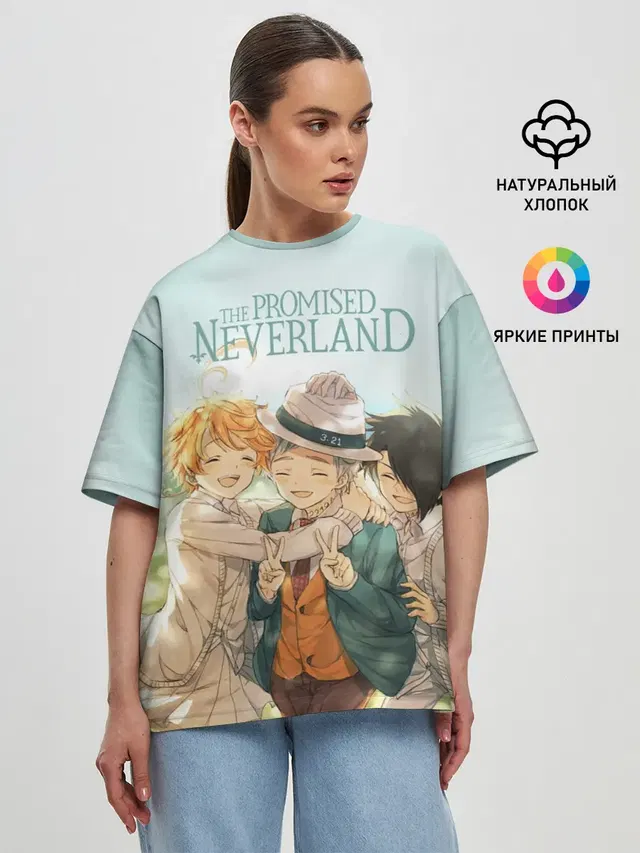 Женская футболка оверсайз с принтом «Norman — The Promised Neverland»