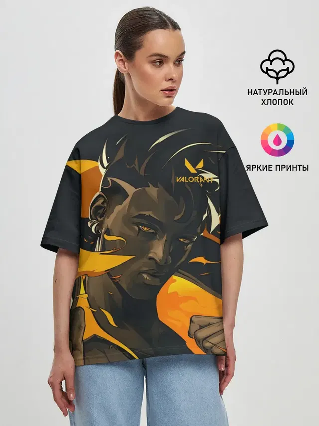 Женская футболка оверсайз с принтом «Valorant — VALORANT PHOENIX»