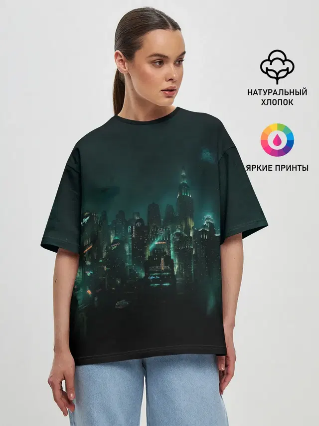 Женская футболка оверсайз с принтом «Bioshock Rapture»