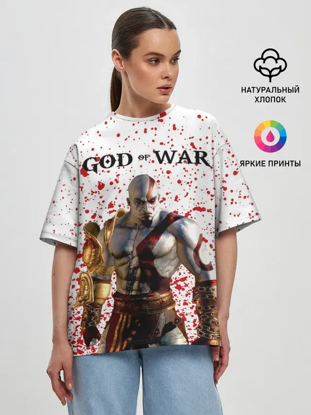 Женская футболка оверсайз с принтом «God of war»