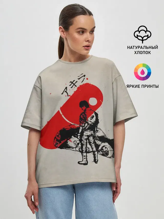 Женская футболка оверсайз с принтом «Акира — Ink»