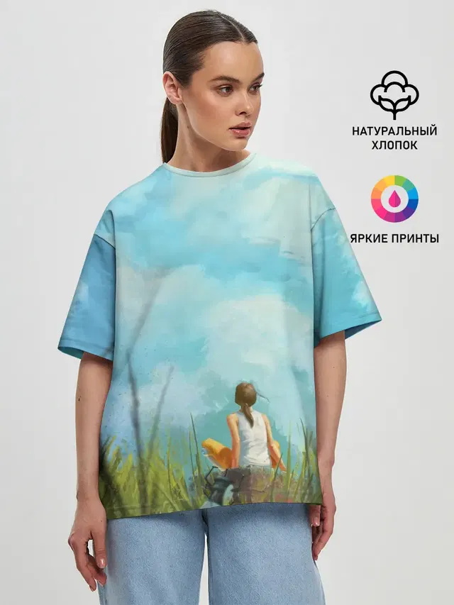 Женская футболка оверсайз с принтом «Cloud ART»