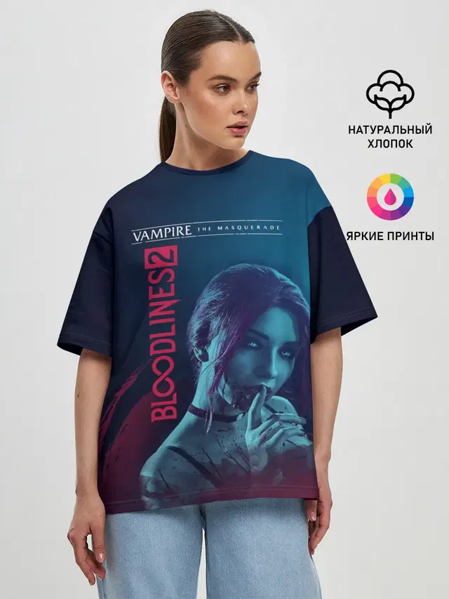 Женская футболка оверсайз с принтом «Vampire: The Masquerade — Bloodlines 2»