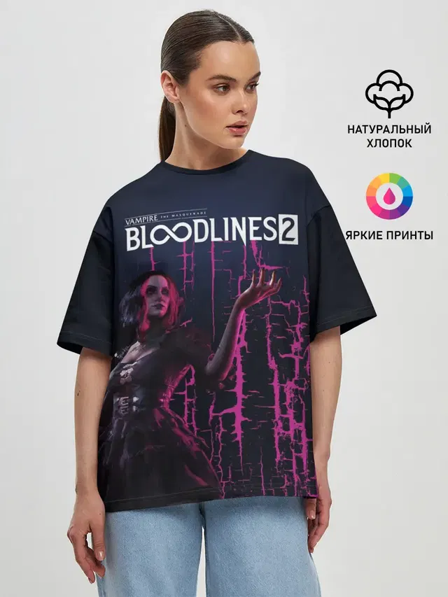 Женская футболка оверсайз с принтом «Vampire: The Masquerade — Bloodlines 2»
