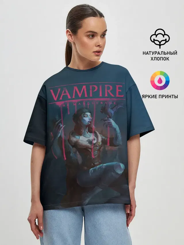 Женская футболка оверсайз с принтом «Vampire: The Masquerade»