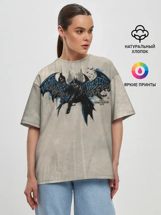 Женская футболка оверсайз с принтом «Batman Arkham Knight»