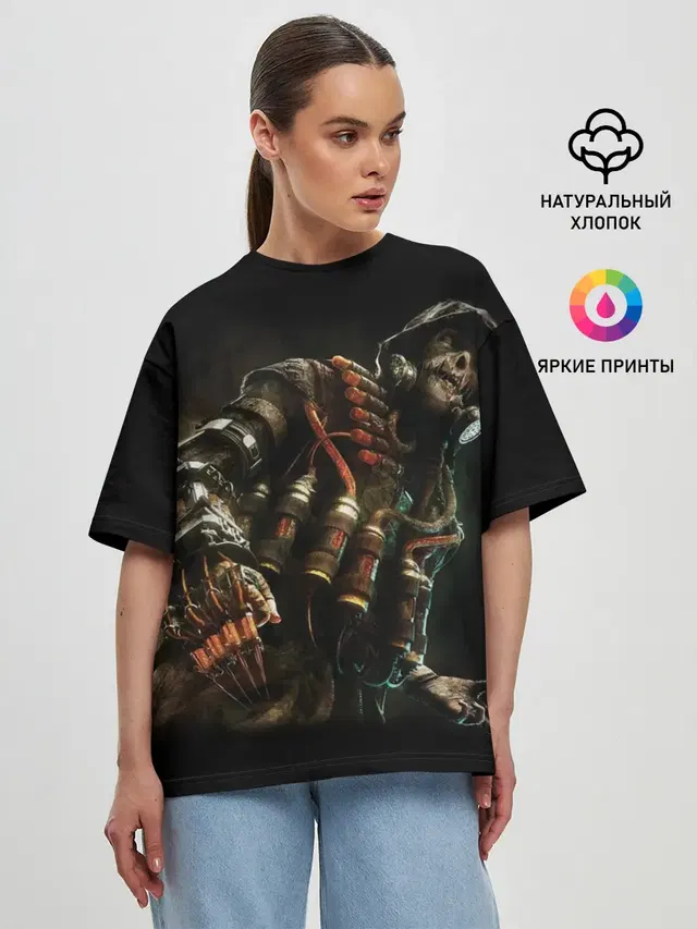 Женская футболка оверсайз с принтом «Batman Arkham Knight — Scarecrow»