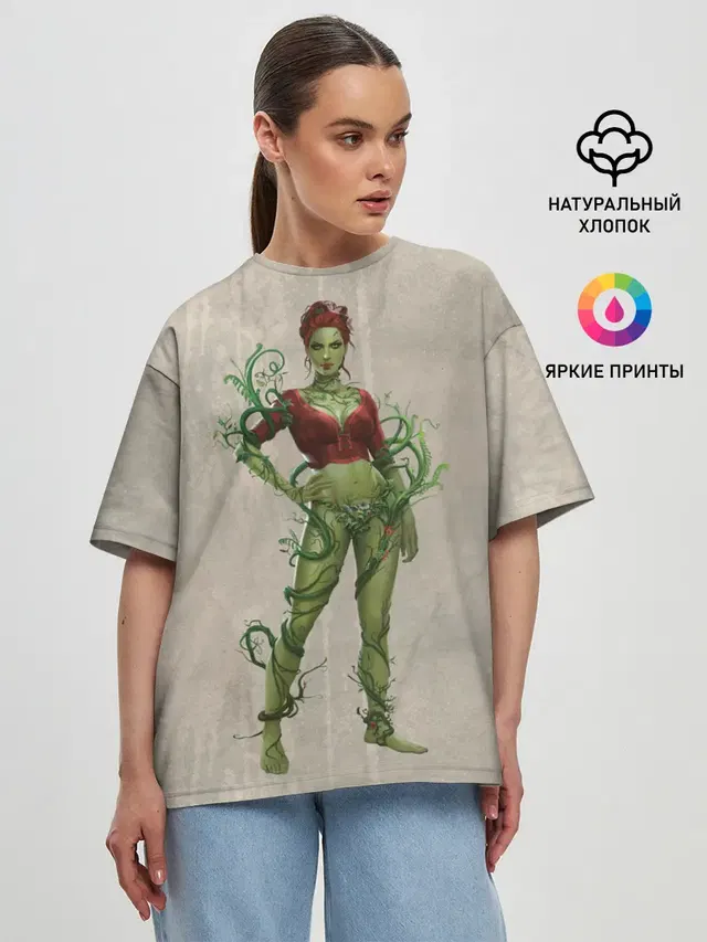 Женская футболка оверсайз с принтом «Batman Arkham Knight — Poison Ivy»