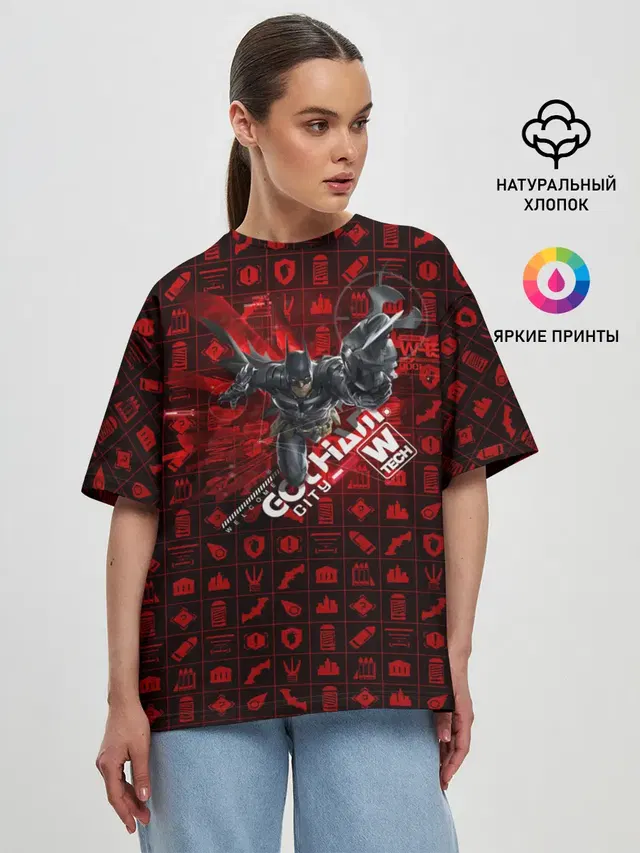 Женская футболка оверсайз с принтом «Batman Arkham Knight»