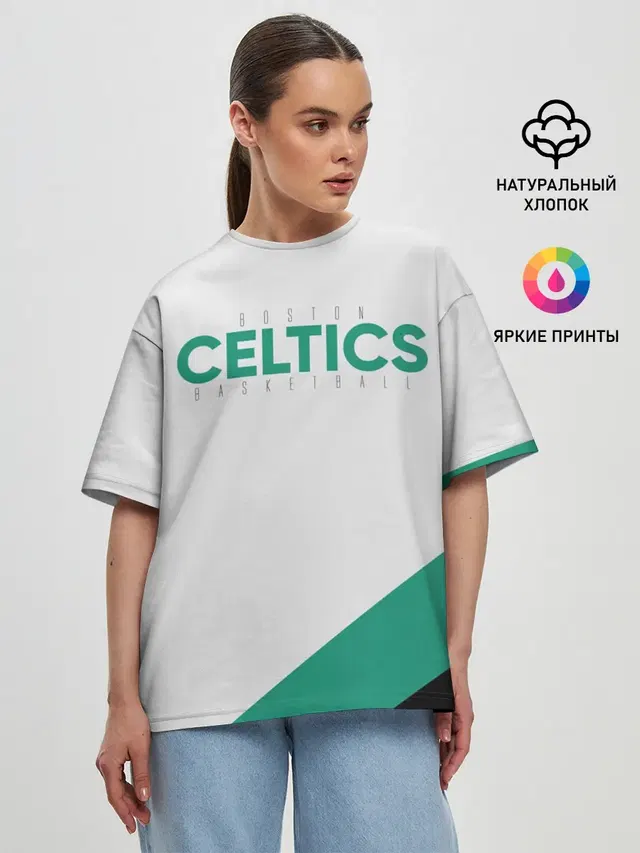 Женская футболка оверсайз с принтом «НБА — BOSTON CELTICS»