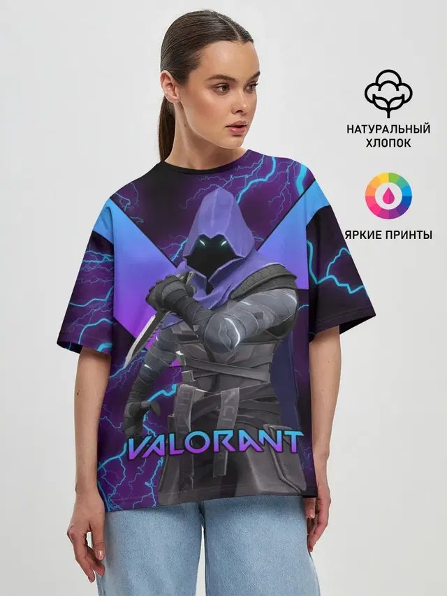 Женская футболка оверсайз с принтом «Valorant — VALORANT OMEN»