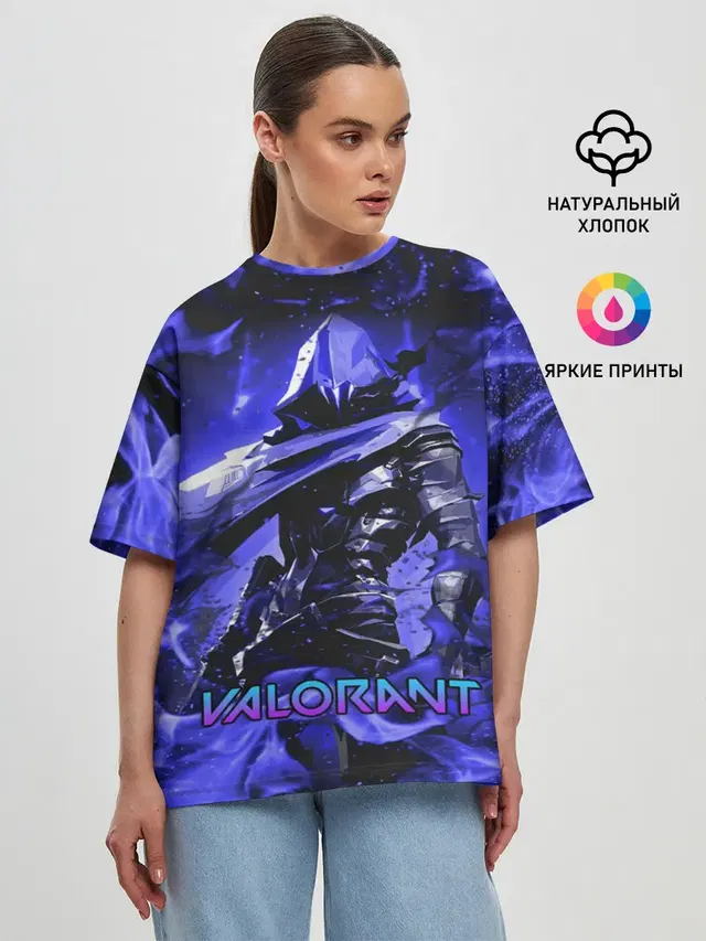 Женская футболка оверсайз с принтом «Valorant — VALORANT OMEN»