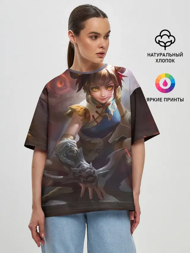 Женская футболка оверсайз с принтом «Разные игры — mobile legends»