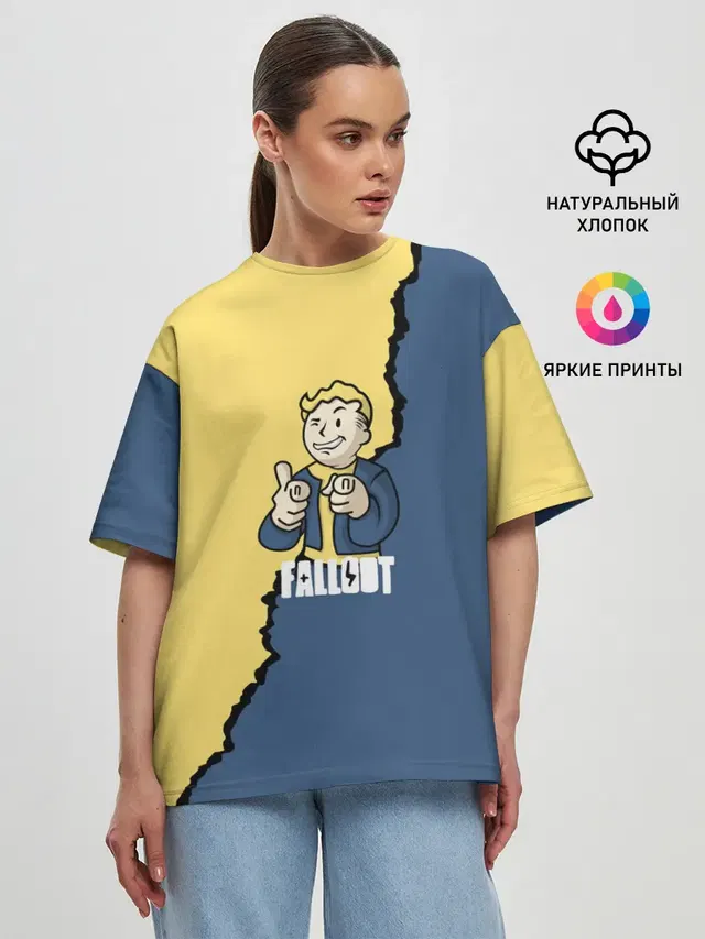 Женская футболка оверсайз с принтом «Fallout logo boy»