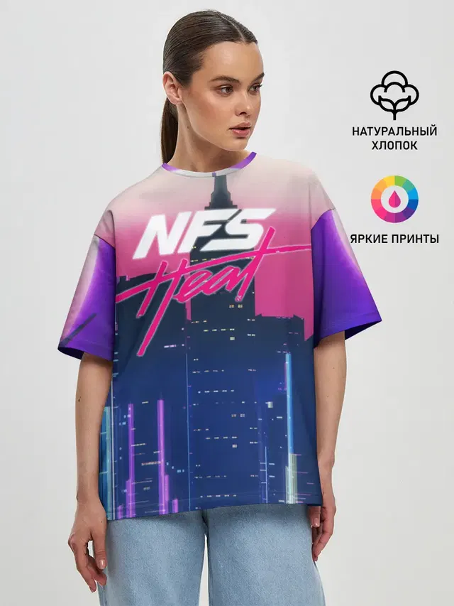 Женская футболка оверсайз с принтом «Cityscape — NFS Heat»
