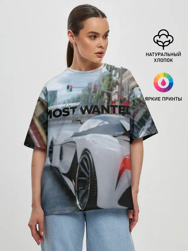 Женская футболка оверсайз с принтом «Grotti Visione — NFS Most Wanted»