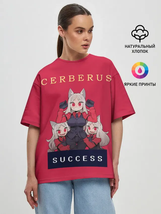 Женская футболка оверсайз с принтом «Helltaker — Helltaker: CERBERUS»