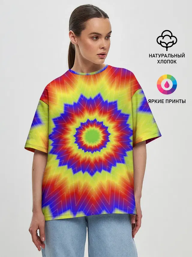 Женская футболка оверсайз с принтом «Tie-Dye»