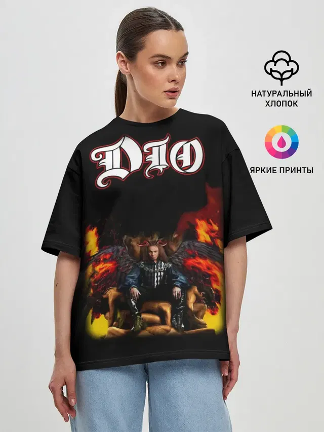 Женская футболка оверсайз с принтом «Разный рок — Dio»