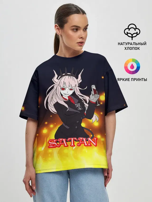 Женская футболка оверсайз с принтом «Helltaker — Helltaker Satan Girl»