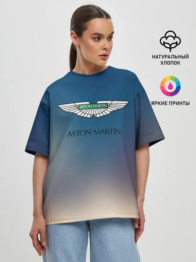 Женская футболка оверсайз с принтом «Разные автомобильные — aston martin»