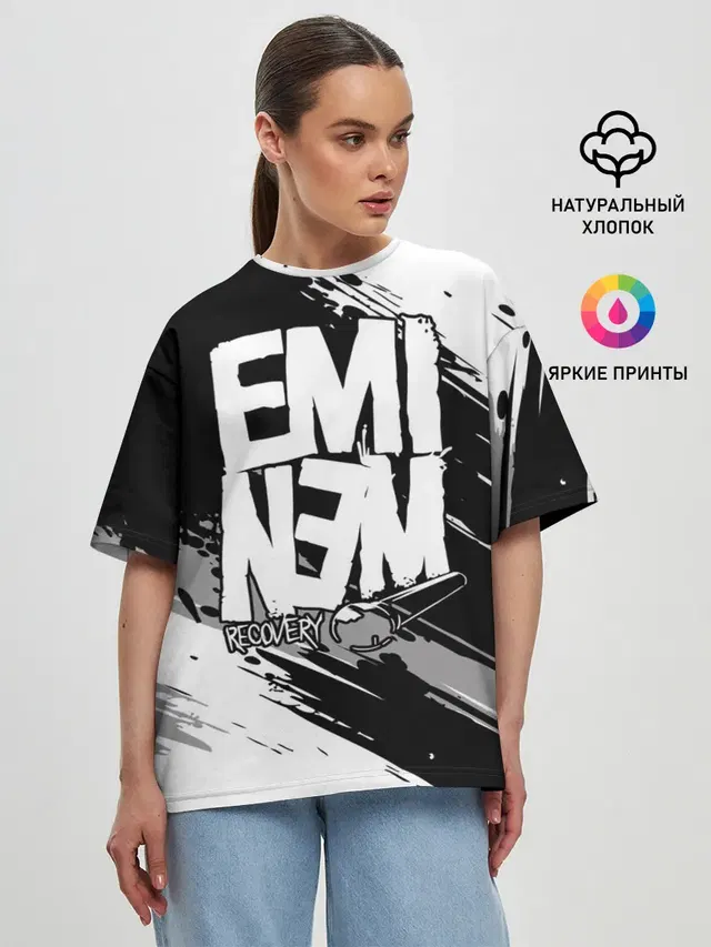 Женская футболка оверсайз с принтом «Eminem»