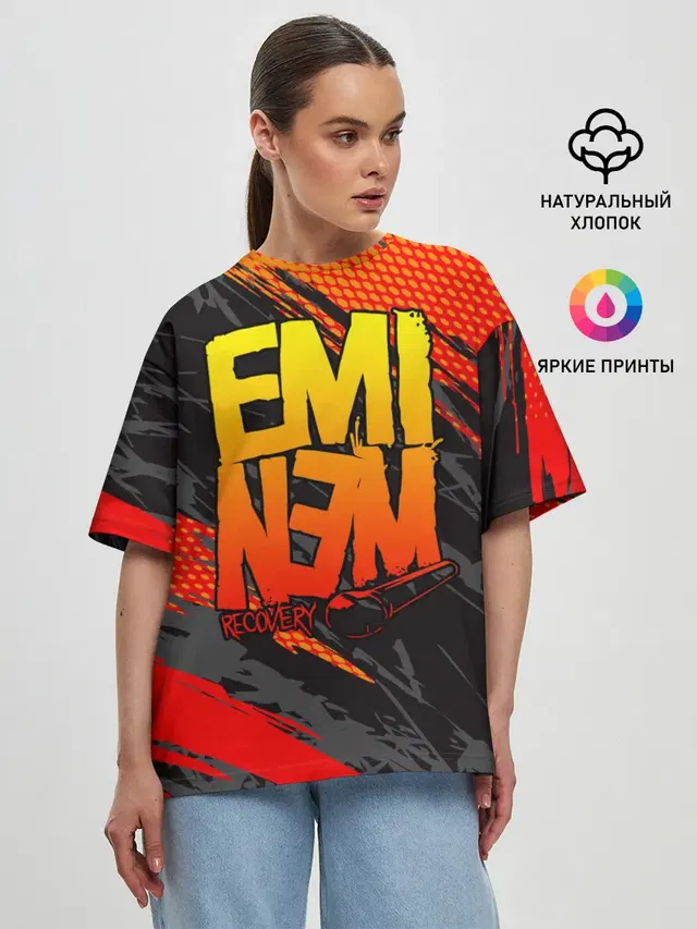 Женская футболка оверсайз с принтом «Eminem»