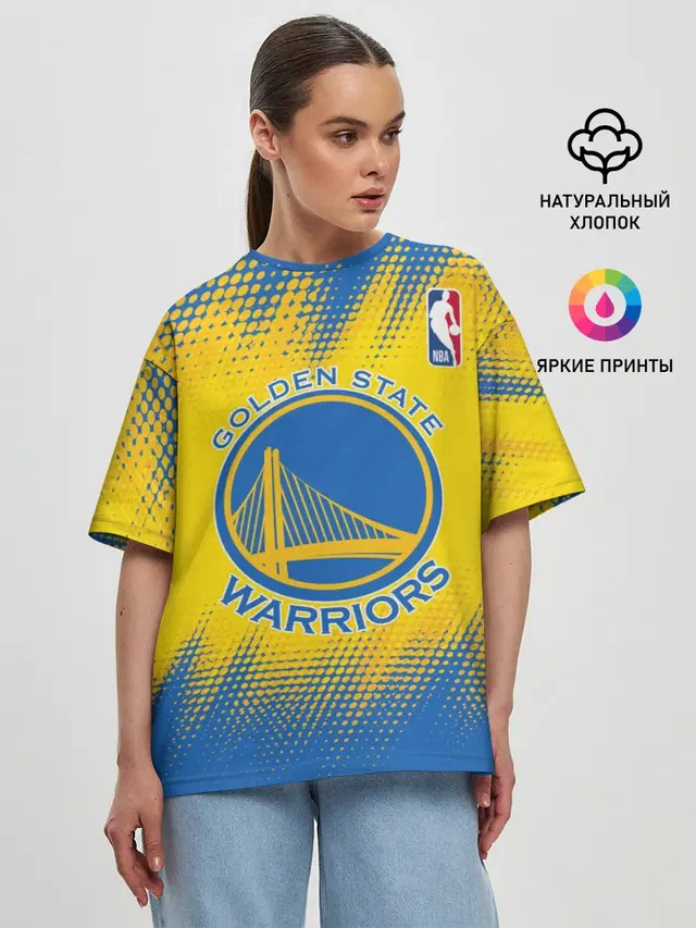 Женская футболка оверсайз с принтом «НБА — Golden State Warriors»