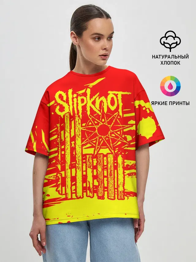 Женская футболка оверсайз с принтом «Slipknot star»