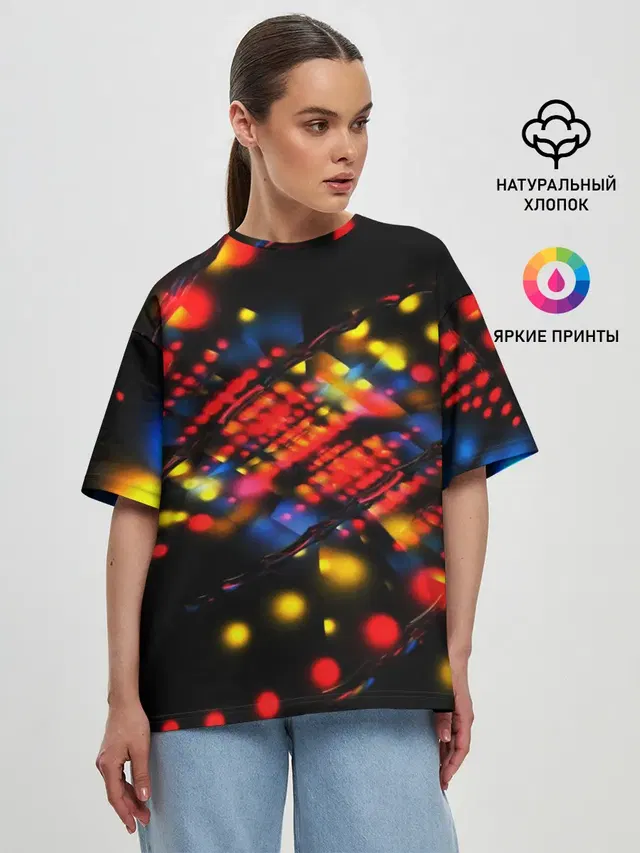Женская футболка оверсайз с принтом «Абстракция — Fractal Digital 3D»