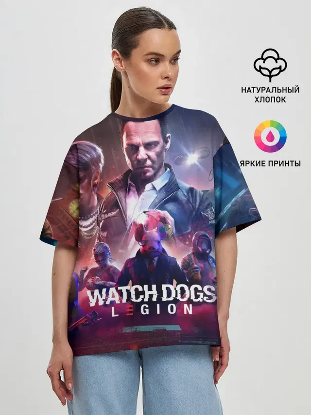 Женская футболка оверсайз с принтом «Watch Dogs Legion»