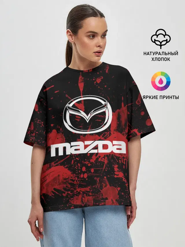 Женская футболка оверсайз с принтом «Mazda»