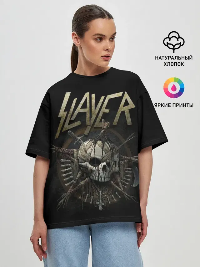 Женская футболка оверсайз с принтом «Slayer»