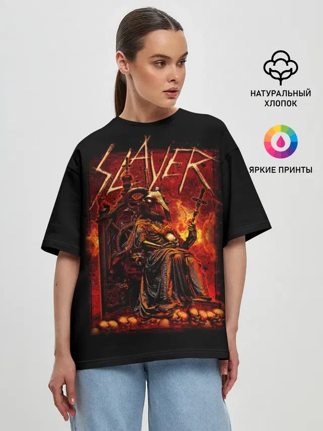 Женская футболка оверсайз с принтом «Slayer»