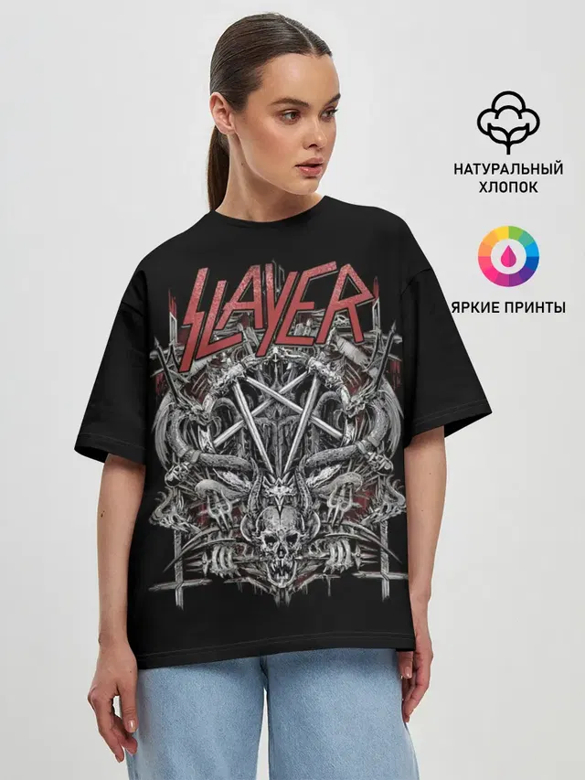 Женская футболка оверсайз с принтом «Slayer»