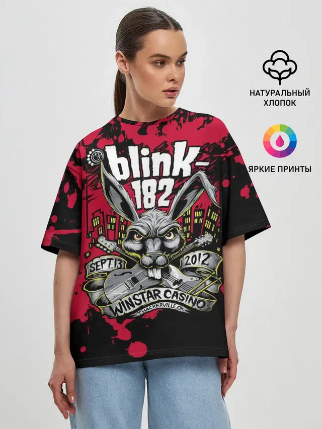 Женская футболка оверсайз с принтом «Blink 182»