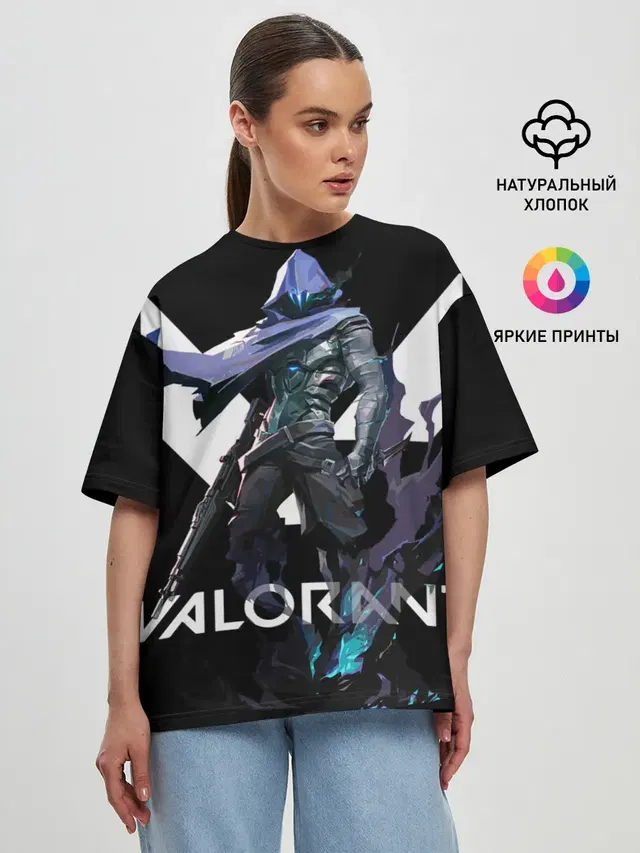 Женская футболка оверсайз с принтом «Valorant — VALORANT OMEN»